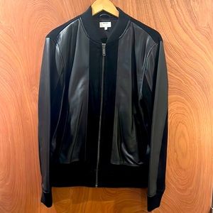 DKNY Lambskin Leather and Suede Bomber Jacket